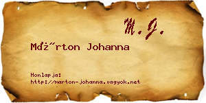 Márton Johanna névjegykártya